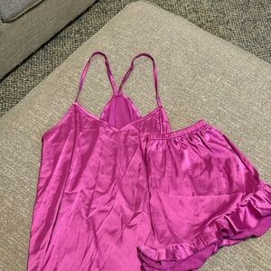 Amazon Women's Satin Pajama Set in Fuchsia